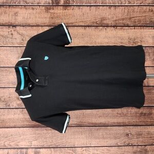 Black Athletic Polo With Turquoise and White Trim Excellent Condition